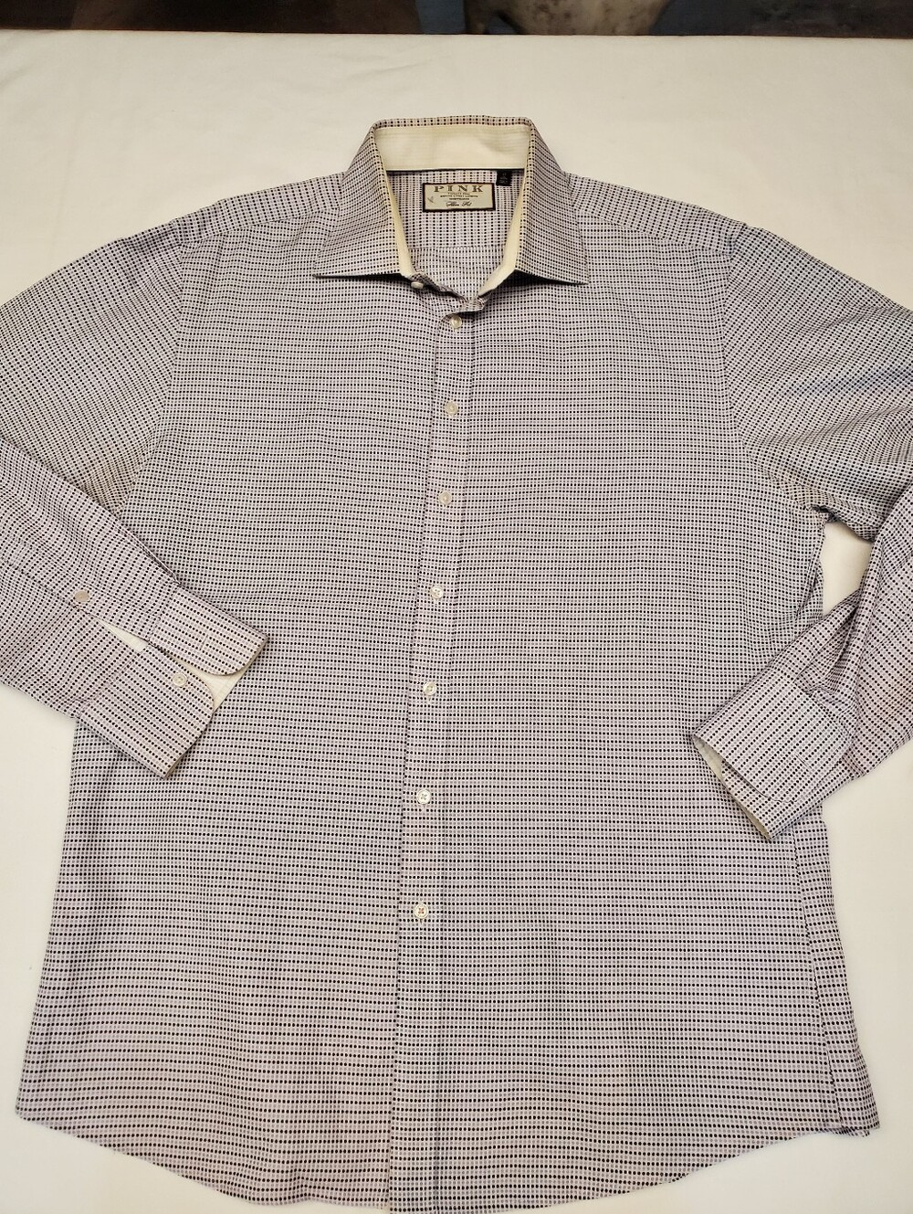 Thomas Pink Jermyn St London Slim Fit Dress Shirt 17/43 Purple Dot Print